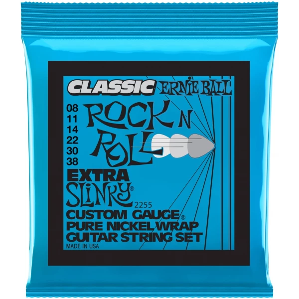 ERNIE BALL 2255 Classic Rock n Roll Pure Nickel Slinky Extra 8-38 - Струны для электрогитары