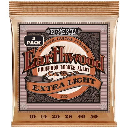 ERNIE BALL 3550 Earthwood Phosphor Bronze Extra Light 3 Pack 10-50 - Струны для акустической гитары