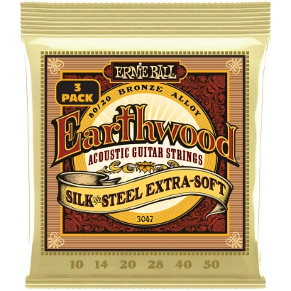 ERNIE BALL 3047 Earthwood 80/20 Silk and Steel Extra Soft 3 Pack 10-50 - Струны для акустической гитары