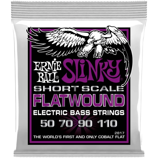 ERNIE BALL 2817 Flatwound Slinky Power Short Scale 50-110 - Струны для бас-гитары